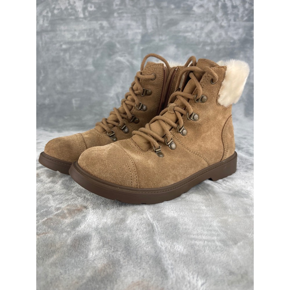 UGG Lakesider Heritage Mid Boots Womens 6 Chestnut Excellent Suede Faux Fur Zip